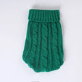 Green cable knit dog sweater with a ribbed turtleneck