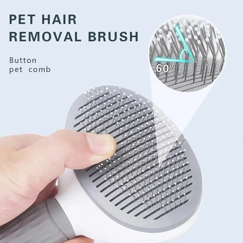 Close-up of the slicker brush head showing angled, rounded-tip metal pins.