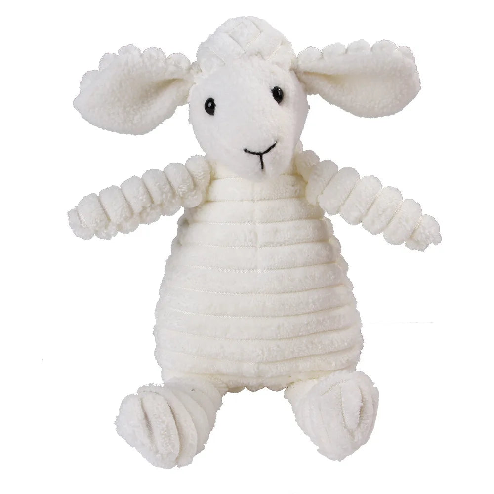 White corduroy sheep dog toy