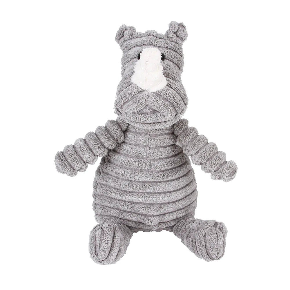 Gray corduroy rhinoceros dog toy