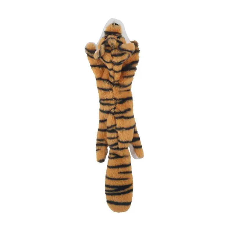 Flat tiger-striped plush dog toy