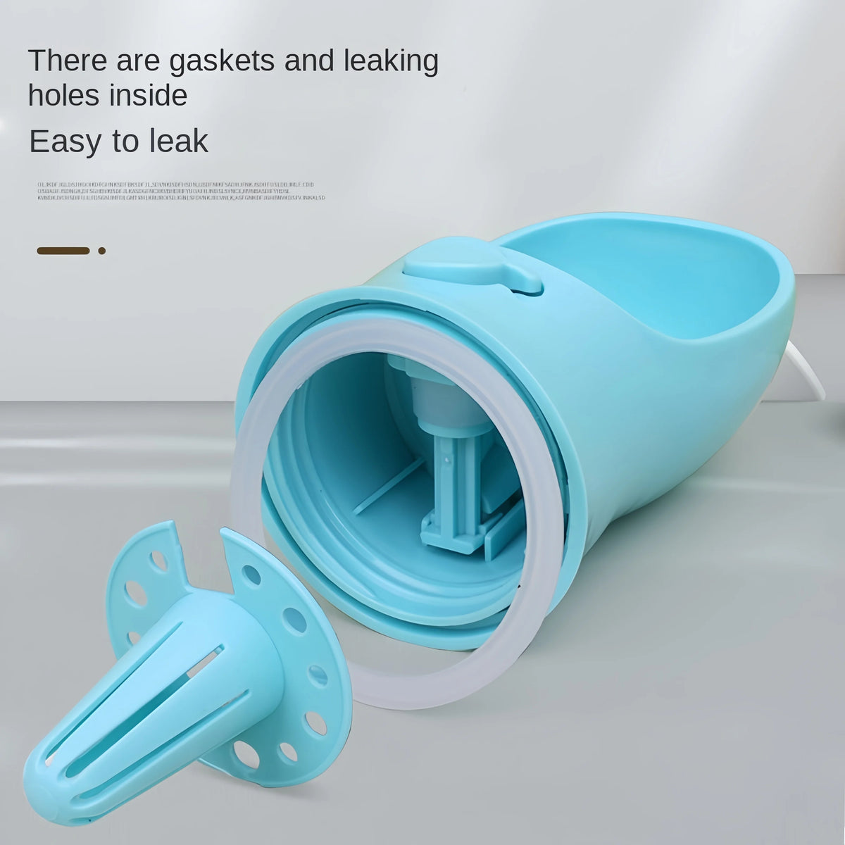 Inside view of a turquoise pet water bottle lid and sealing gasket