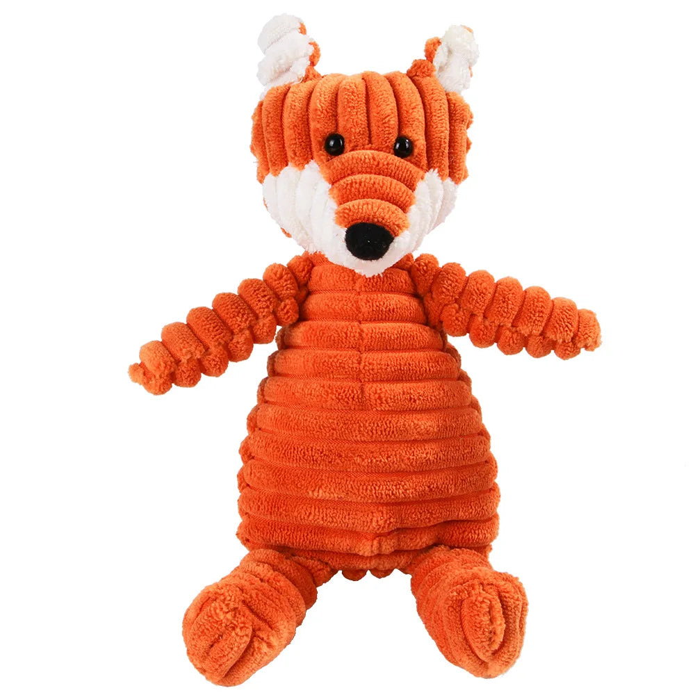 Orange corduroy fox dog toy