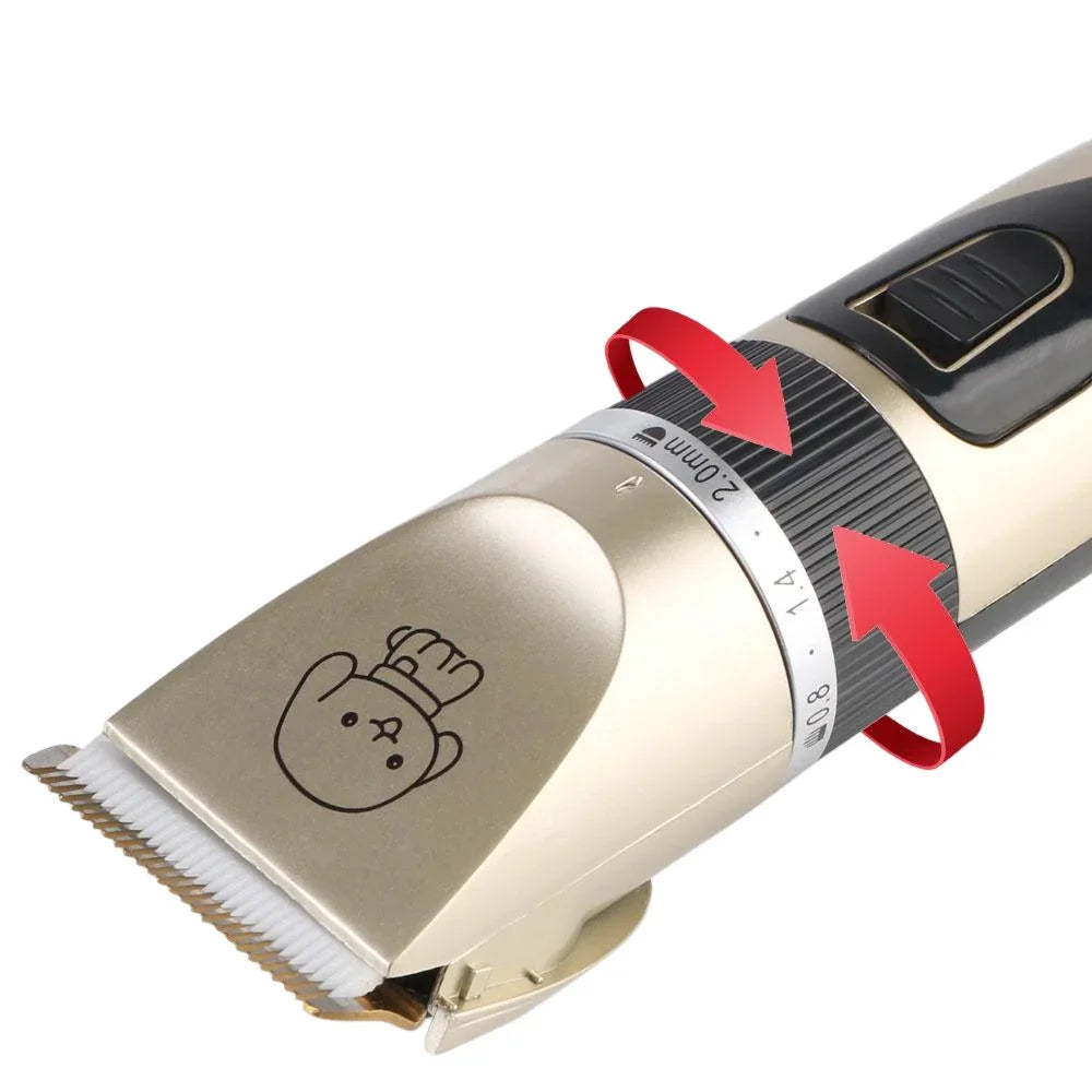 Close-up of the pet trimmer's adjustable blade dial